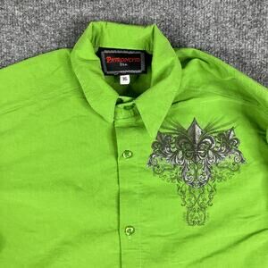 Patroncito Button Shirt Boys Size 16 Green Graphic‎ Western Short Sleeve
